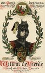 221963 Afbeelding van een reclamekaart met een portret van Willem IV ter gelegenheid van de maskerade bij het 55e ...